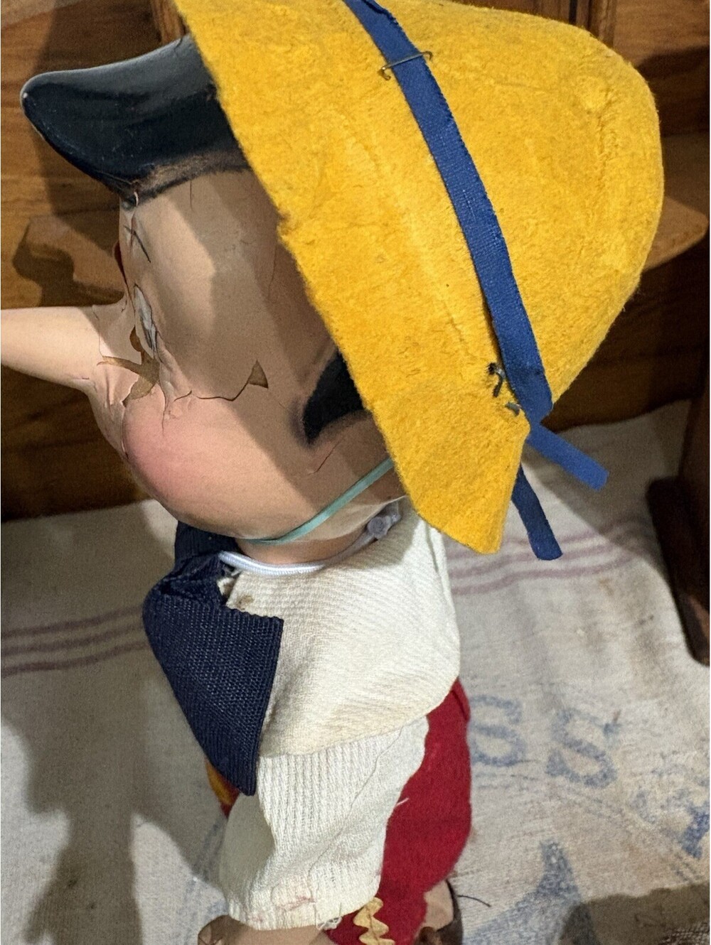 Antique 1939 Crown toy Co Pinocchio Walt Disney Composition Doll, Complete - Picture 7 of 15